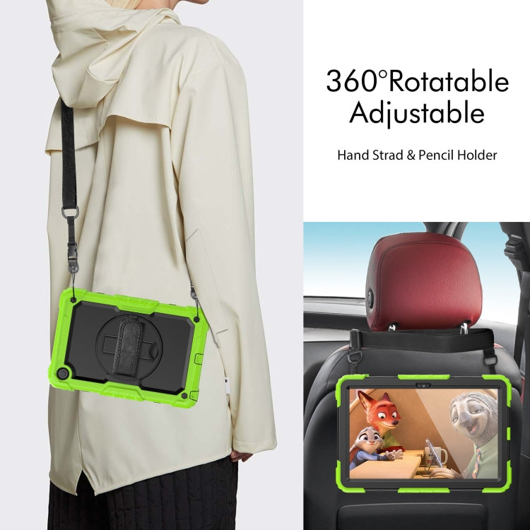 For Lenovo Tab M10 Plus 10.6 Gen 3rd Silicone Hybrid PC Tablet Case with Shoulder Strap(Yellow Green) - Lenovo by buy2fix | Online Shopping UK | buy2fix