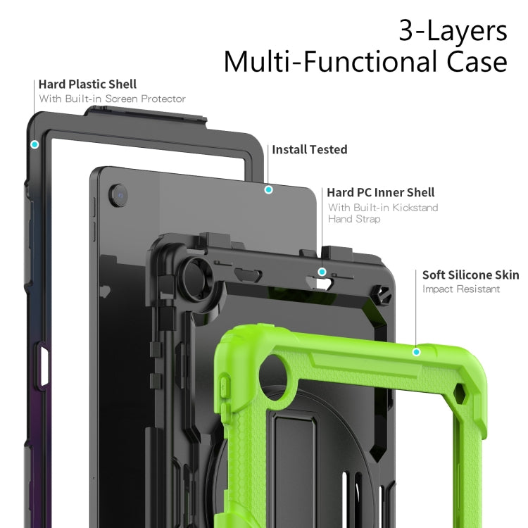 For Lenovo Tab M10 Plus 10.6 Gen 3rd Silicone Hybrid PC Tablet Case with Shoulder Strap(Yellow Green) - Lenovo by buy2fix | Online Shopping UK | buy2fix