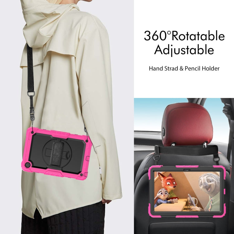 For Lenovo Tab M10 Plus 10.6 Gen 3rd Silicone Hybrid PC Tablet Case with Shoulder Strap(Rose Red) - Lenovo by buy2fix | Online Shopping UK | buy2fix
