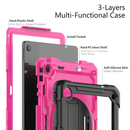 For Lenovo Tab M10 Plus 10.6 Gen 3rd Silicone Hybrid PC Tablet Case with Shoulder Strap(Rose Red PC) - Lenovo by buy2fix | Online Shopping UK | buy2fix