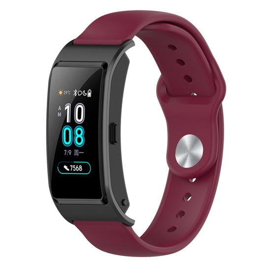 18mm Universal Reverse Buckle Wave Silicone Watch Band, Size:L(Wine Red)