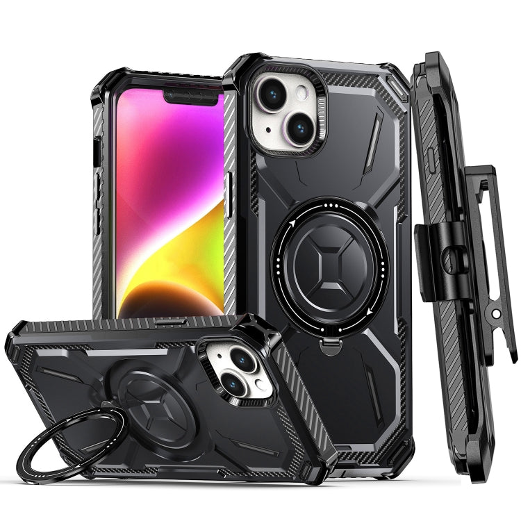 For iPhone 14 Armor Series Holder Phone Case with Back Clip(Black) by buy2fix