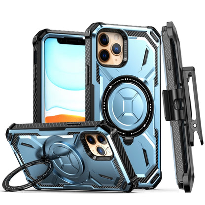 For iPhone 12 Armor Series Holder Phone Case with Back Clip(Blue) by buy2fix