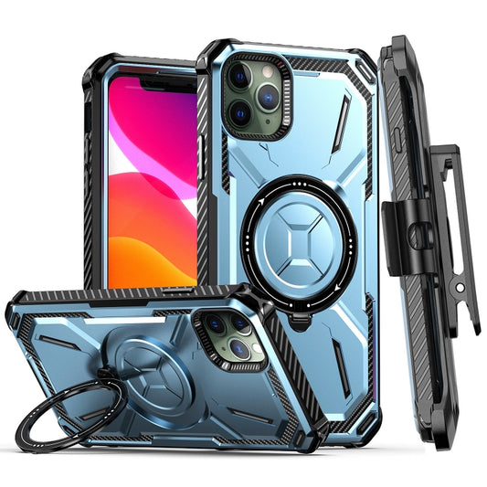 For iPhone 11 Pro Max Armor Series Holder Phone Case with Back Clip(Blue) by buy2fix