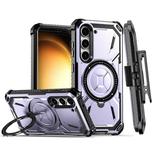 For Samsung Galaxy S23+ 5G Armor Series Holder Phone Case with Back Clip(Purple) - Galaxy S23+ 5G Cases by buy2fix | Online Shopping UK | buy2fix
