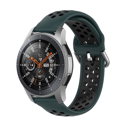 For Huawei Watch GT2 / Honor Magic Watch 2 46mm Universal Sports Two-tone Silicone Watch Band(Olive Green+Black)