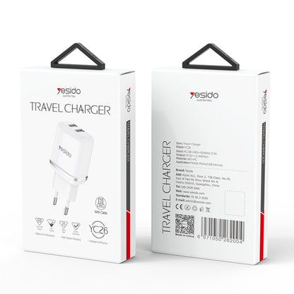 Yesido YC-26 USB Dual Ports Travel Charger(EU Plug) - USB Charger by Yesido | Online Shopping UK | buy2fix
