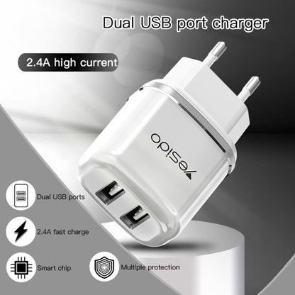 Yesido YC-26 USB Dual Ports Travel Charger(EU Plug) - USB Charger by Yesido | Online Shopping UK | buy2fix
