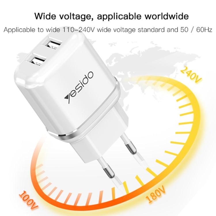 Yesido YC-26 USB Dual Ports Travel Charger(EU Plug) - USB Charger by Yesido | Online Shopping UK | buy2fix