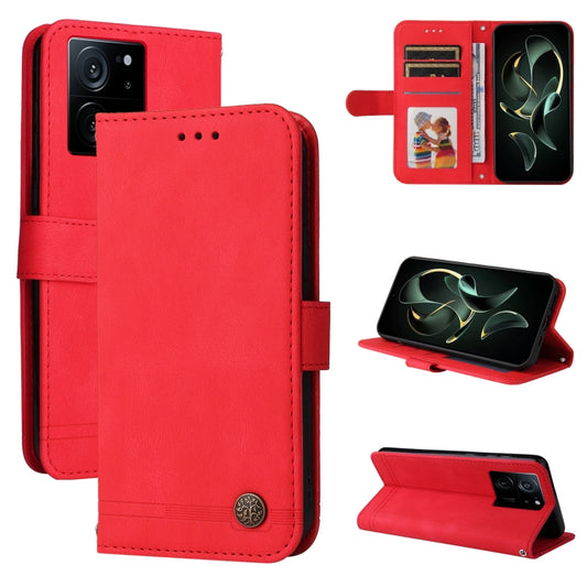 For Xiaomi 13T / Redmi K60 Ultra Skin Feel Life Tree Metal Button Leather Phone Case(Red) - Xiaomi Cases by buy2fix | Online Shopping UK | buy2fix