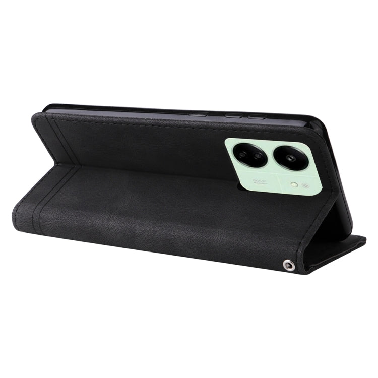 For Xiaomi Redmi 13C 4G Skin Feel Life Tree Metal Button Leather Phone Case(Black) by buy2fix