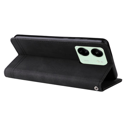 For Xiaomi Redmi 13C 4G Skin Feel Life Tree Metal Button Leather Phone Case(Black) by buy2fix