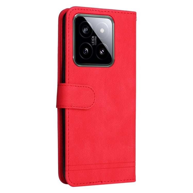 For Xiaomi 14 Skin Feel Life Tree Metal Button Leather Phone Case(Red) - Xiaomi Cases by buy2fix | Online Shopping UK | buy2fix