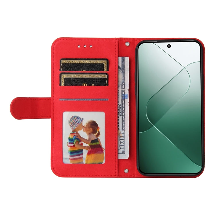 For Xiaomi 14 Skin Feel Life Tree Metal Button Leather Phone Case(Red) - Xiaomi Cases by buy2fix | Online Shopping UK | buy2fix