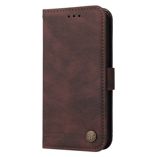 For Xiaomi Redmi Note13 Pro+ 5G Global Skin Feel Life Tree Metal Button Leather Phone Case(Brown) - Xiaomi Cases by buy2fix | Online Shopping UK | buy2fix