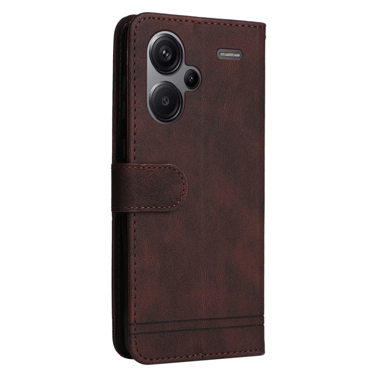 For Xiaomi Redmi Note13 Pro+ 5G Global Skin Feel Life Tree Metal Button Leather Phone Case(Brown) - Xiaomi Cases by buy2fix | Online Shopping UK | buy2fix