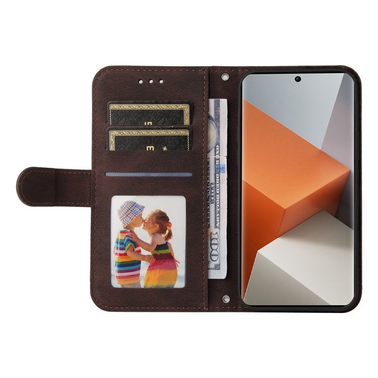 For Xiaomi Redmi Note13 Pro+ 5G Global Skin Feel Life Tree Metal Button Leather Phone Case(Brown) - Xiaomi Cases by buy2fix | Online Shopping UK | buy2fix