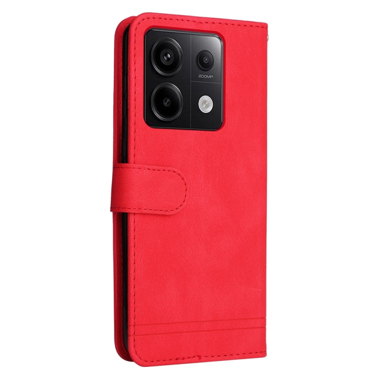 For Xiaomi Redmi Note13 Pro 5G Global Skin Feel Life Tree Metal Button Leather Phone Case(Red) - Xiaomi Cases by buy2fix | Online Shopping UK | buy2fix