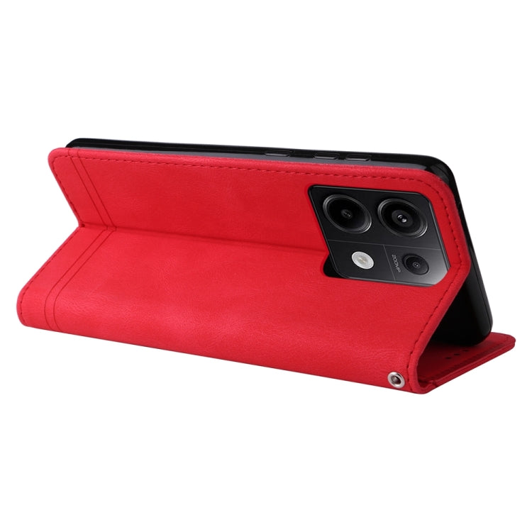 For Xiaomi Redmi Note13 Pro 5G Global Skin Feel Life Tree Metal Button Leather Phone Case(Red) - Xiaomi Cases by buy2fix | Online Shopping UK | buy2fix