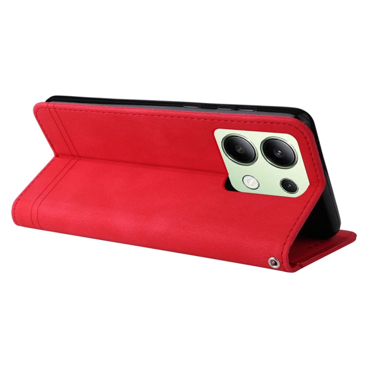 For Xiaomi Redmi Note13 4G Skin Feel Life Tree Metal Button Leather Phone Case(Red) - Xiaomi Cases by buy2fix | Online Shopping UK | buy2fix