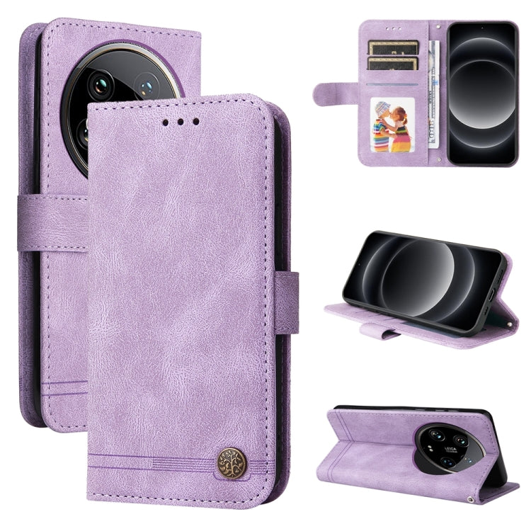For Xiaomi 14 Ultra Skin Feel Life Tree Metal Button Leather Phone Case(Purple) - Xiaomi 14 Ultra Cases by buy2fix | Online Shopping UK | buy2fix