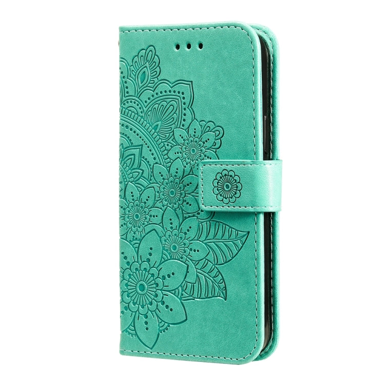 For Xiaomi 14 7-petal Flowers Embossing Leather Phone Case(Green) - Xiaomi Cases by buy2fix | Online Shopping UK | buy2fix