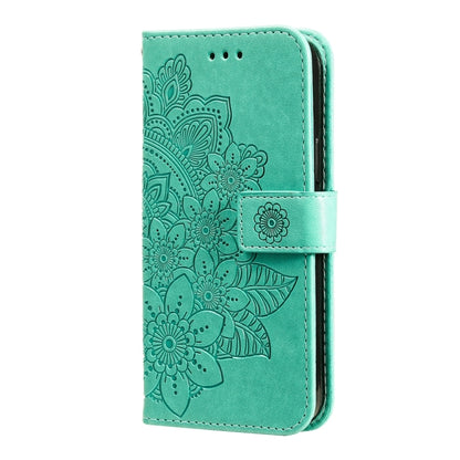 For Xiaomi 14 7-petal Flowers Embossing Leather Phone Case(Green) - Xiaomi Cases by buy2fix | Online Shopping UK | buy2fix
