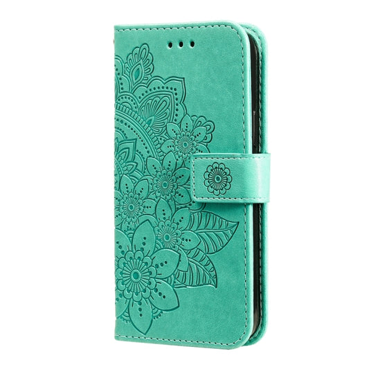 For Xiaomi 14 7-petal Flowers Embossing Leather Phone Case(Green) - Xiaomi Cases by buy2fix | Online Shopping UK | buy2fix