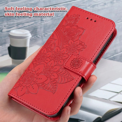 For Xiaomi Redmi K70 / K70 Pro 7-petal Flowers Embossing Leather Phone Case(Red) - Xiaomi Cases by buy2fix | Online Shopping UK | buy2fix
