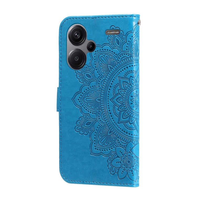 For Xiaomi Redmi Note13 Pro+ 5G Global 7-petal Flowers Embossing Leather Phone Case(Blue) - Xiaomi Cases by buy2fix | Online Shopping UK | buy2fix