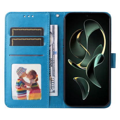 For Xiaomi 13T / Redmi K60 Ultra Embossed Sunflower Leather Phone Case(Blue) - Xiaomi Cases by buy2fix | Online Shopping UK | buy2fix
