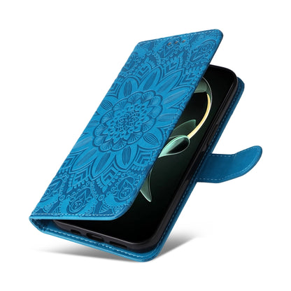 For Xiaomi 13T / Redmi K60 Ultra Embossed Sunflower Leather Phone Case(Blue) - Xiaomi Cases by buy2fix | Online Shopping UK | buy2fix