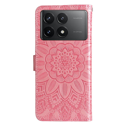 For Xiaomi Redmi K70 / K70 Pro Embossed Sunflower Leather Phone Case(Rose Gold) - Xiaomi Cases by buy2fix | Online Shopping UK | buy2fix