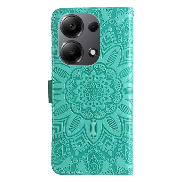 For Xiaomi Redmi Note13 Pro 4G Global/Poco M6 Pro 4G Embossed Sunflower Leather Phone Case(Green) - Xiaomi Cases by buy2fix | Online Shopping UK | buy2fix