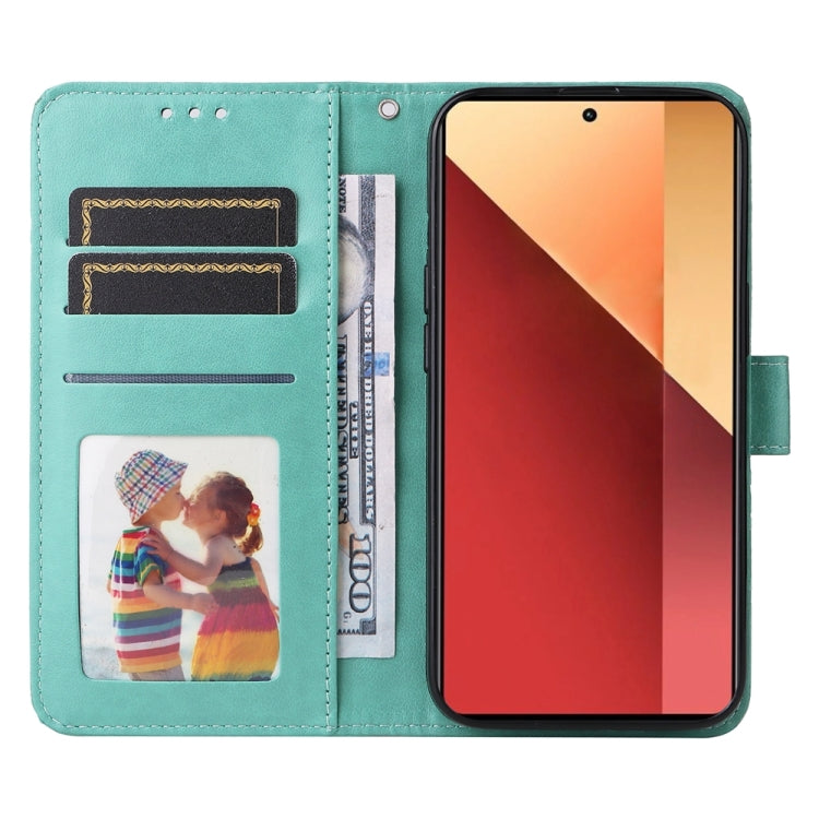 For Xiaomi Redmi Note13 Pro 4G Global/Poco M6 Pro 4G Embossed Sunflower Leather Phone Case(Green) - Xiaomi Cases by buy2fix | Online Shopping UK | buy2fix
