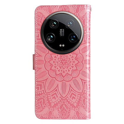 For Xiaomi 14 Ultra Embossed Sunflower Leather Phone Case(Rose Gold) - Xiaomi 14 Ultra Cases by buy2fix | Online Shopping UK | buy2fix