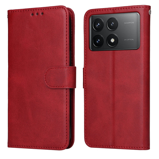 For Xiaomi Redmi K70E Classic Calf Texture Flip Leather Phone Case(Red) - Xiaomi Cases by buy2fix | Online Shopping UK | buy2fix