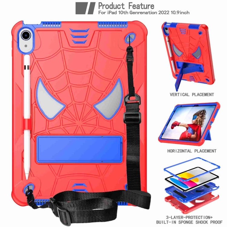 For iPad 2025 / 2022 Spider Texture Silicone Hybrid PC Tablet Case with Shoulder Strap(Red + Blue) - iPad 2025 / 2022 Cases by buy2fix | Online Shopping UK | buy2fix
