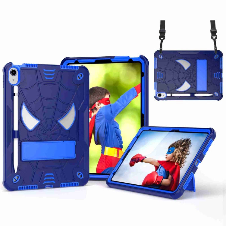 For iPad 2025 / 2022 Spider Texture Silicone Hybrid PC Tablet Case with Shoulder Strap(Navy Blue + Blue) - iPad 2025 / 2022 Cases by buy2fix | Online Shopping UK | buy2fix