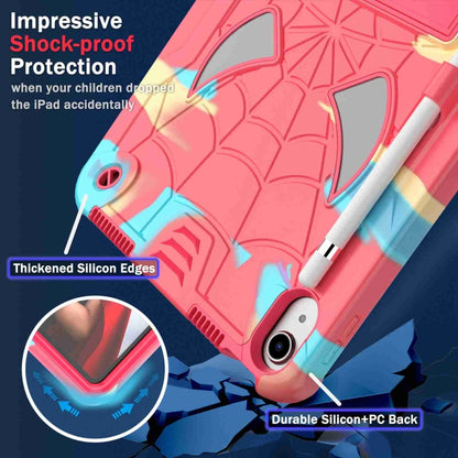 For iPad 2025 / 2022 Spider Texture Silicone Hybrid PC Tablet Case with Shoulder Strap(Camouflage + Rose Red) - iPad 2025 / 2022 Cases by buy2fix | Online Shopping UK | buy2fix