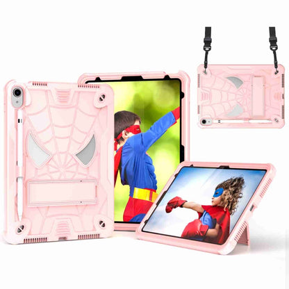 For iPad 2025 / 2022 Spider Texture Silicone Hybrid PC Tablet Case with Shoulder Strap(Rose Gold) - iPad 2025 / 2022 Cases by buy2fix | Online Shopping UK | buy2fix