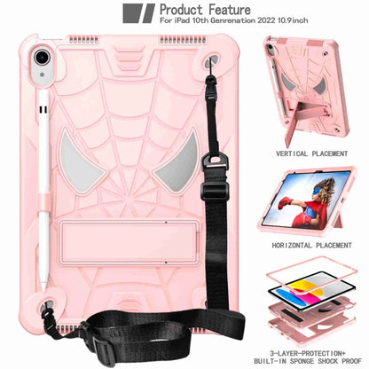 For iPad 2025 / 2022 Spider Texture Silicone Hybrid PC Tablet Case with Shoulder Strap(Rose Gold) - iPad 2025 / 2022 Cases by buy2fix | Online Shopping UK | buy2fix