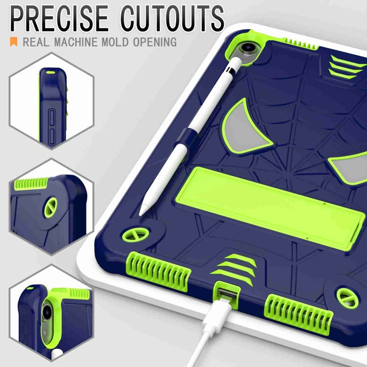 For iPad 2025 / 2022 Spider Texture Silicone Hybrid PC Tablet Case with Shoulder Strap(Navy Blue + Yellow Green) - iPad 2025 / 2022 Cases by buy2fix | Online Shopping UK | buy2fix