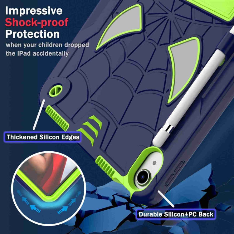 For iPad 2025 / 2022 Spider Texture Silicone Hybrid PC Tablet Case with Shoulder Strap(Navy Blue + Yellow Green) - iPad 2025 / 2022 Cases by buy2fix | Online Shopping UK | buy2fix