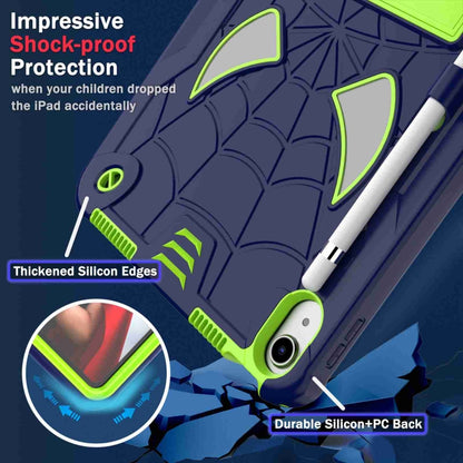 For iPad 2025 / 2022 Spider Texture Silicone Hybrid PC Tablet Case with Shoulder Strap(Navy Blue + Yellow Green) - iPad 2025 / 2022 Cases by buy2fix | Online Shopping UK | buy2fix