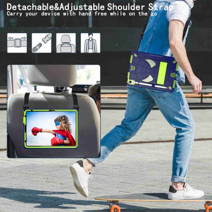 For iPad 2025 / 2022 Spider Texture Silicone Hybrid PC Tablet Case with Shoulder Strap(Navy Blue + Yellow Green) - iPad 2025 / 2022 Cases by buy2fix | Online Shopping UK | buy2fix