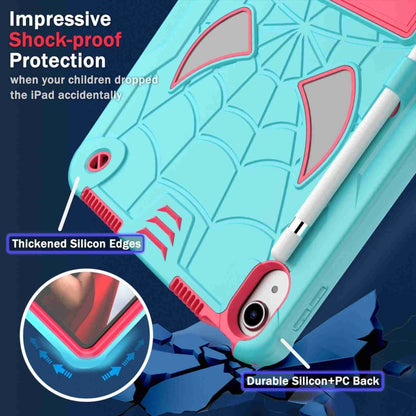 For iPad 2025 / 2022 Spider Texture Silicone Hybrid PC Tablet Case with Shoulder Strap(Mint Green + Rose Red) - iPad 2025 / 2022 Cases by buy2fix | Online Shopping UK | buy2fix