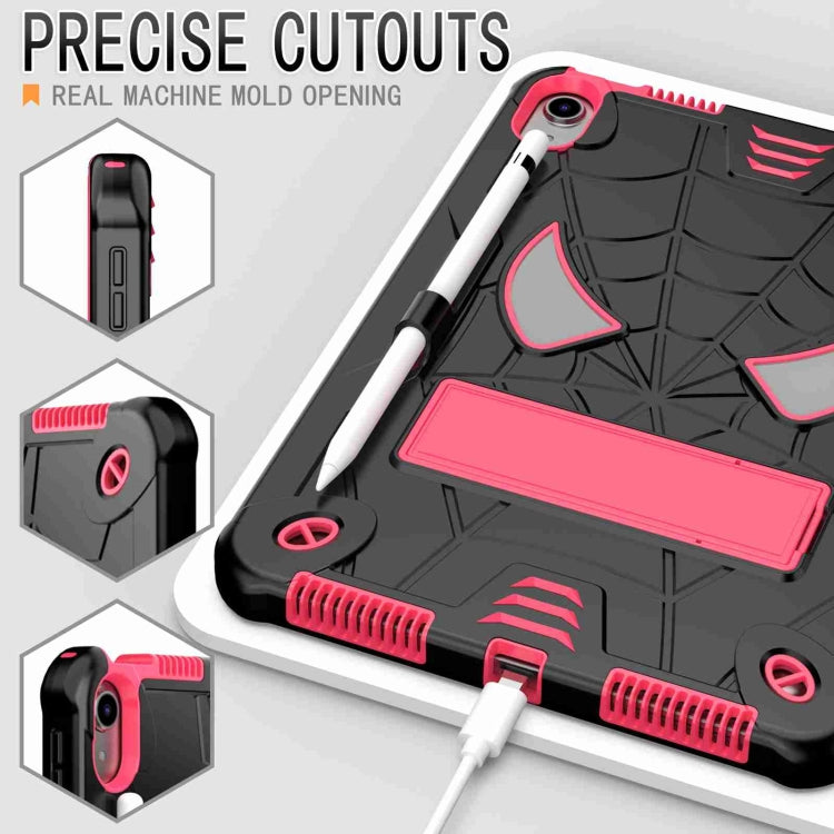 For iPad 2025 / 2022 Spider Texture Silicone Hybrid PC Tablet Case with Shoulder Strap(Black + Rose Red) - iPad 2025 / 2022 Cases by buy2fix | Online Shopping UK | buy2fix