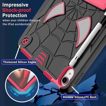 For iPad 2025 / 2022 Spider Texture Silicone Hybrid PC Tablet Case with Shoulder Strap(Black + Rose Red) - iPad 2025 / 2022 Cases by buy2fix | Online Shopping UK | buy2fix