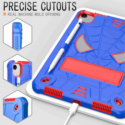 For iPad Pro 11 2021 / Air 5 10.9 Spider Texture Silicone Hybrid PC Tablet Case with Shoulder Strap(Blue + Red) - iPad Pro 11 (2022/2021) Cases by buy2fix | Online Shopping UK | buy2fix